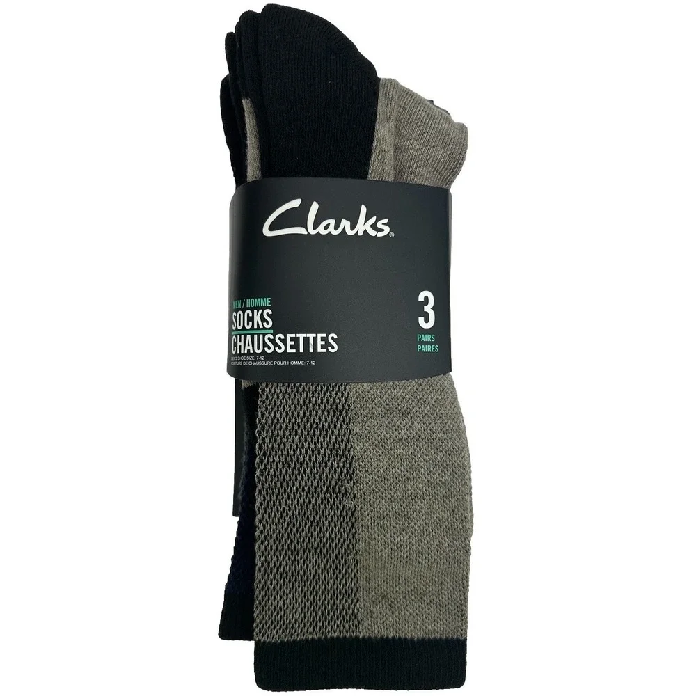 Clarks Men's Half Cushion Air‎ Channel Arch Support Socks 3 Pack, Crew Size L